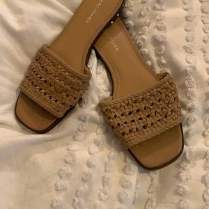 Square toe Marc Fisher sandals with gold studs